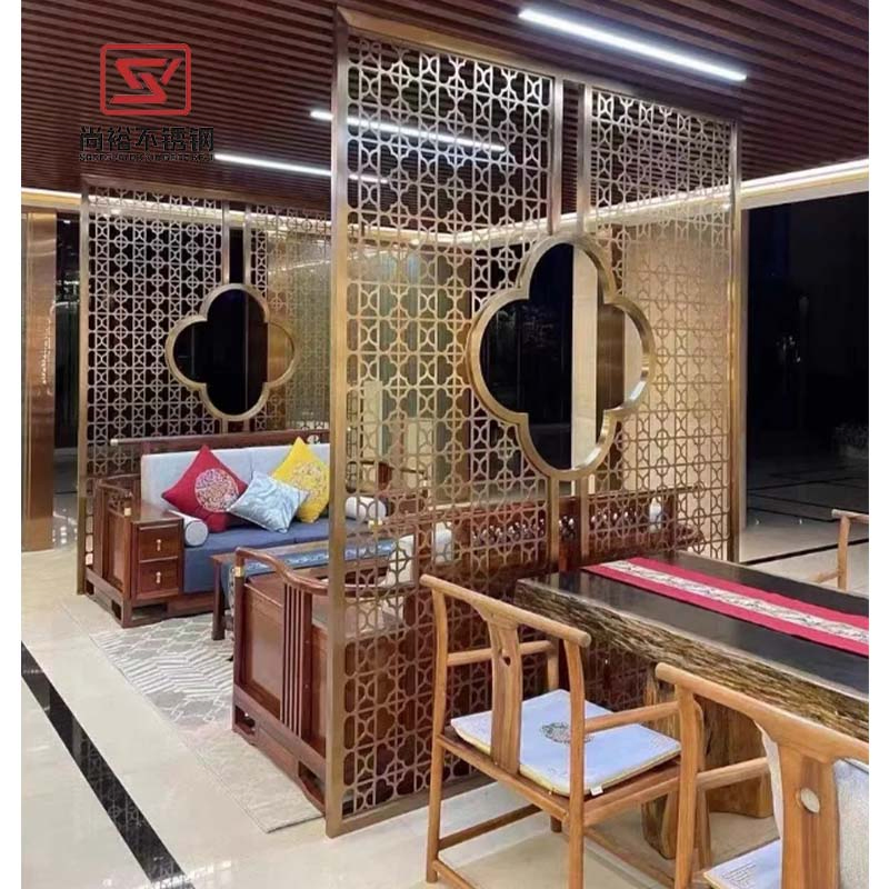Stainless Steel Rose Gold Wall Art Hanging Screens Fashionable Room Divider Designs Living Room Partition