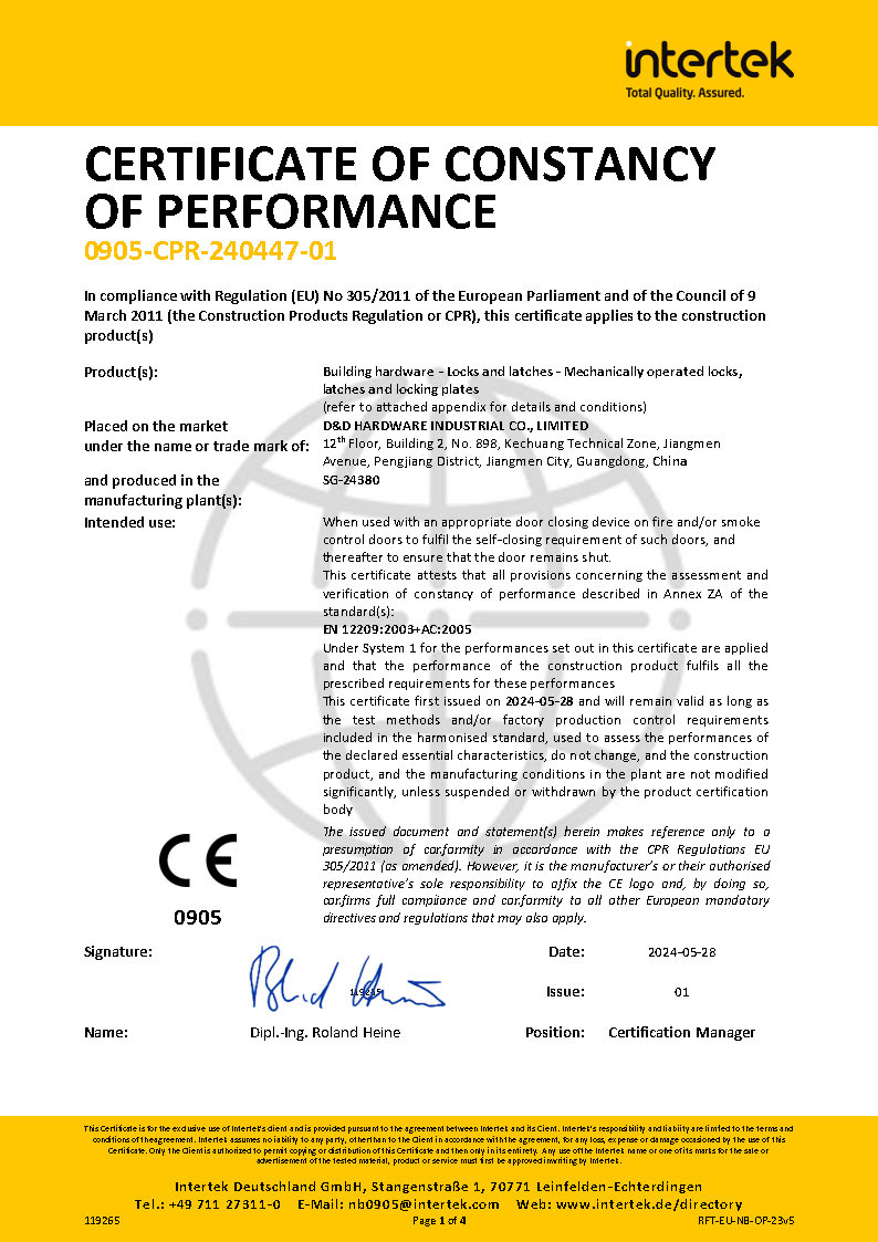 Euro Fire Rated SUS304 Mortise Night Lock for Safety