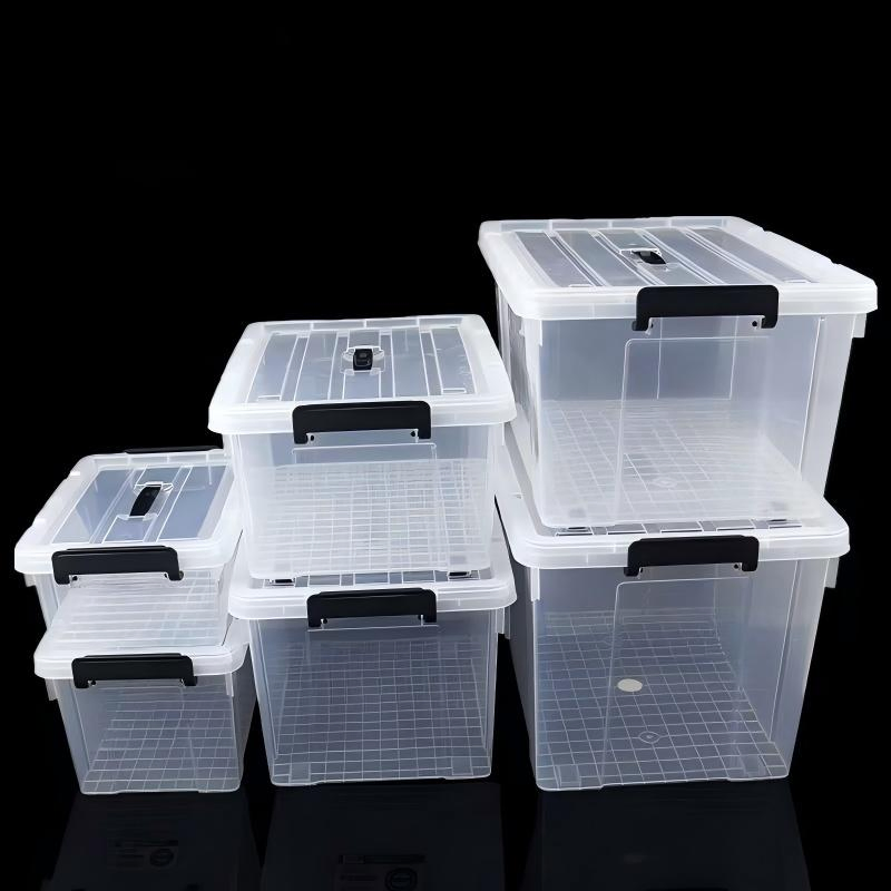 55 Litre Stackable High Transparency Large Space PP Plastic Storage Bin for Home Office Sundries Organizing