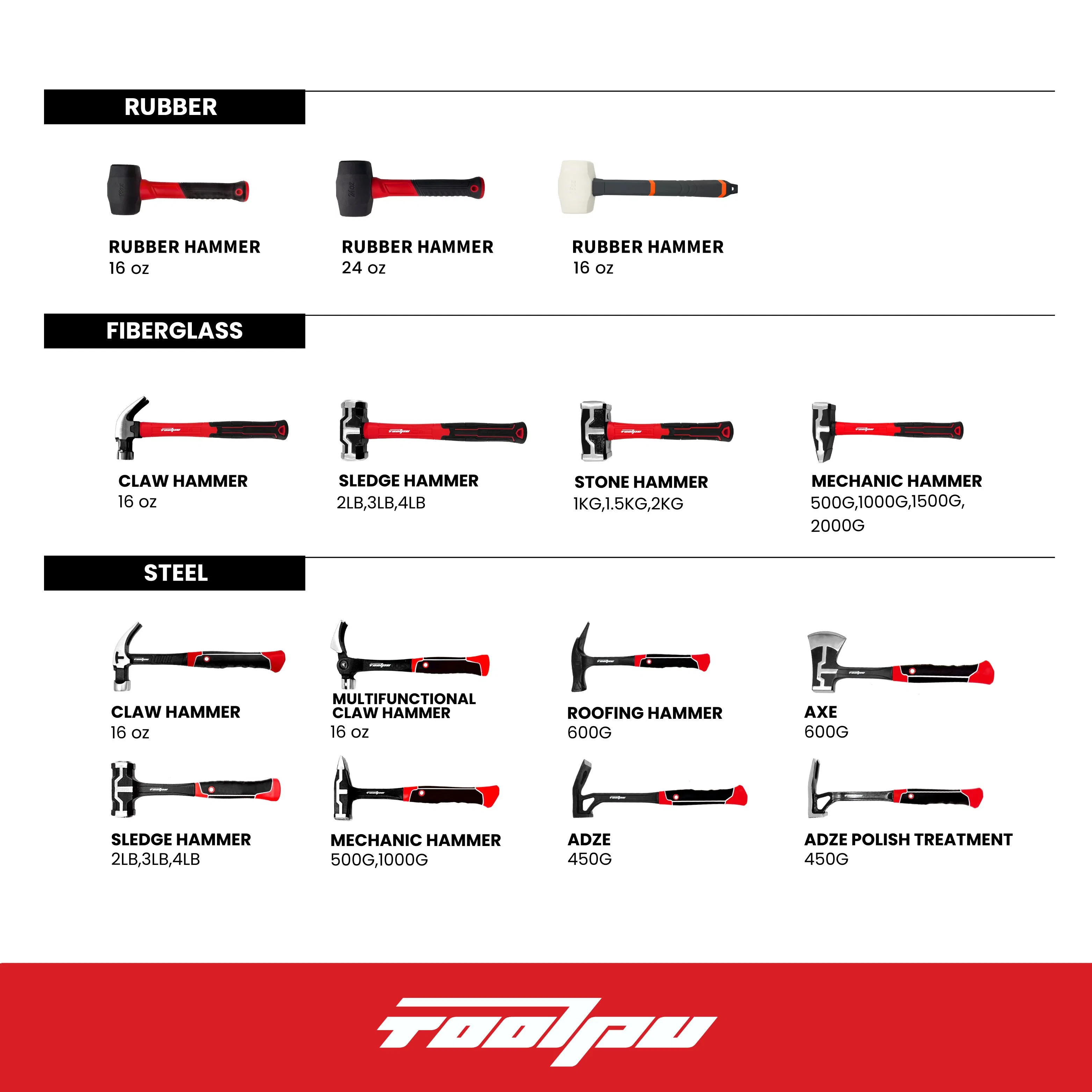 Резиновая киянка 16oz с фиберглассовой ручкой