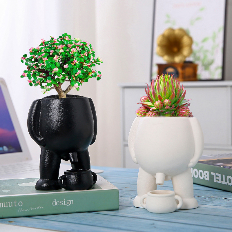 Керамический горшок для суккулентов с декором