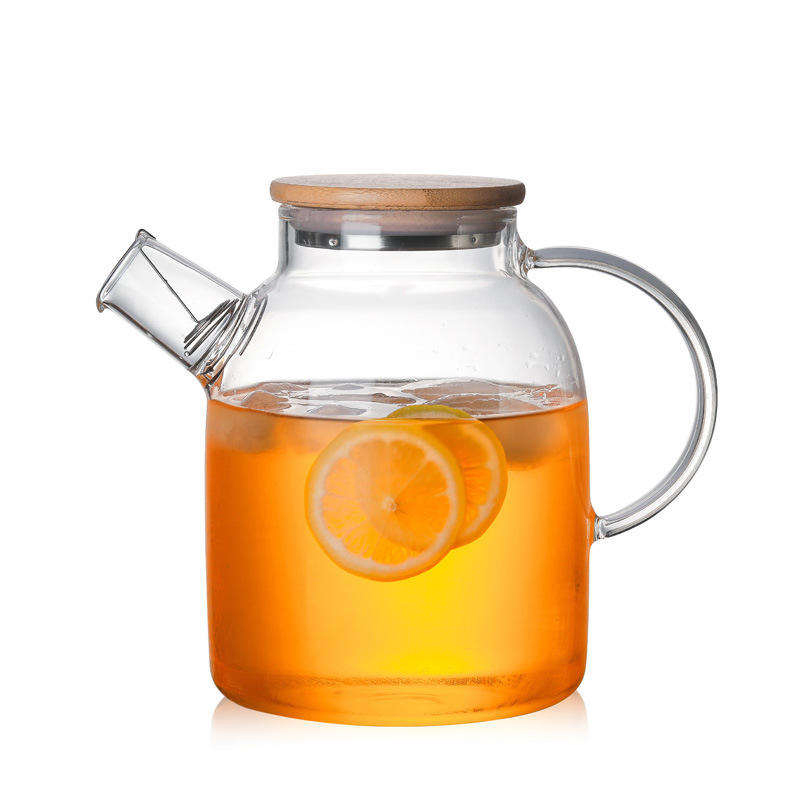 Hot Selling 1000ml 1800ml Glass Teapot with Bamboo Lid