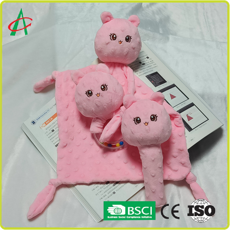 Customizable Pink Bear Towel Baby Plush Combination Toy