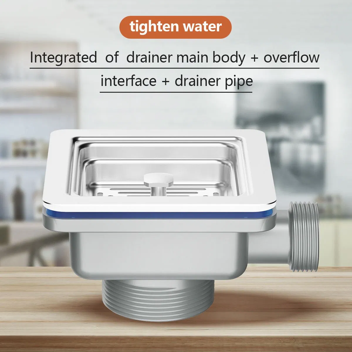 High-Quality Stainless Steel Square Cup Kitchen Sink Drain with Flexible PP Pipe