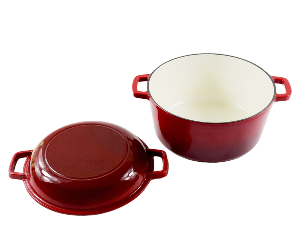 Чугунная жаровня 2 в 1 с комбинированной крышкой, 5.5 л