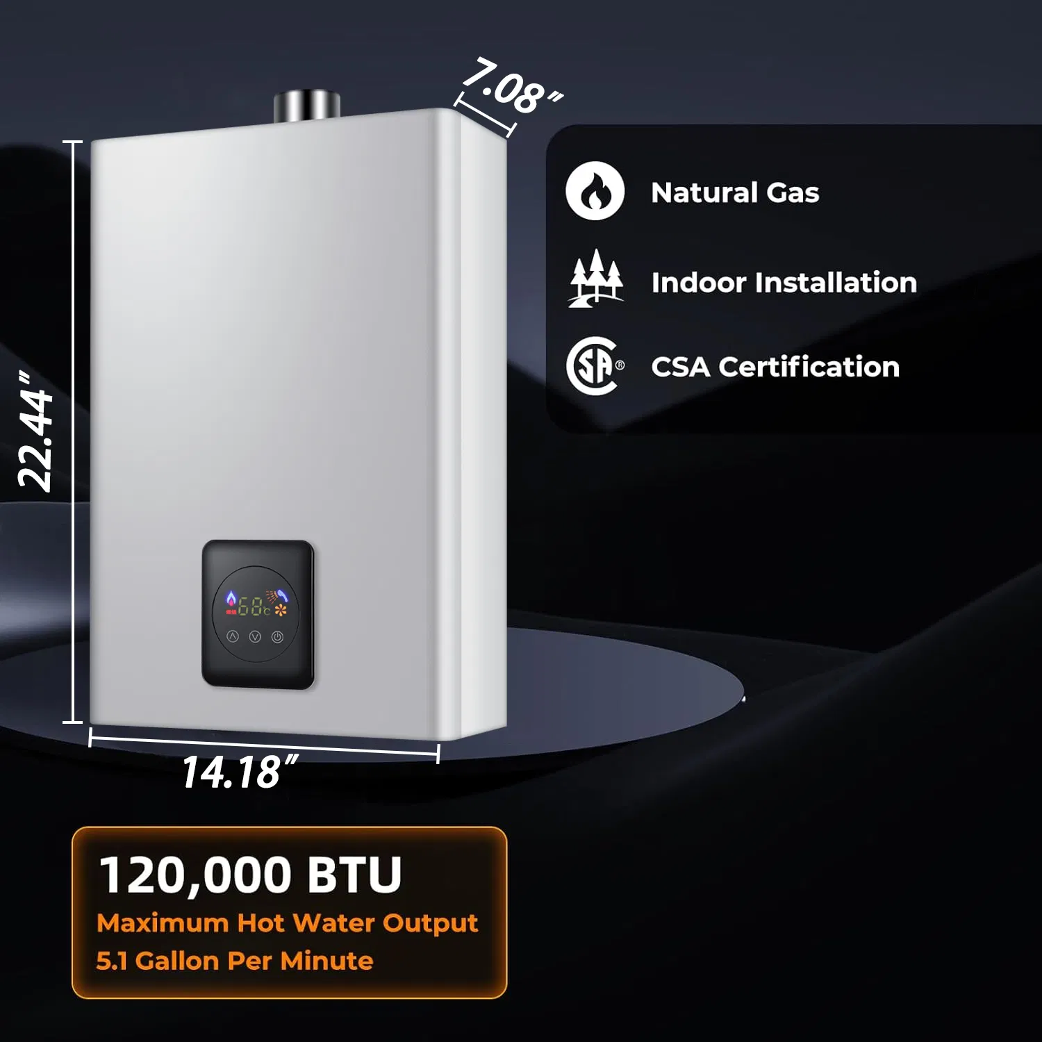 on Demand Natural Gas 16L 18L 20L 22L Smart Hot Water Heater Tankless Instant Gas Water Heater