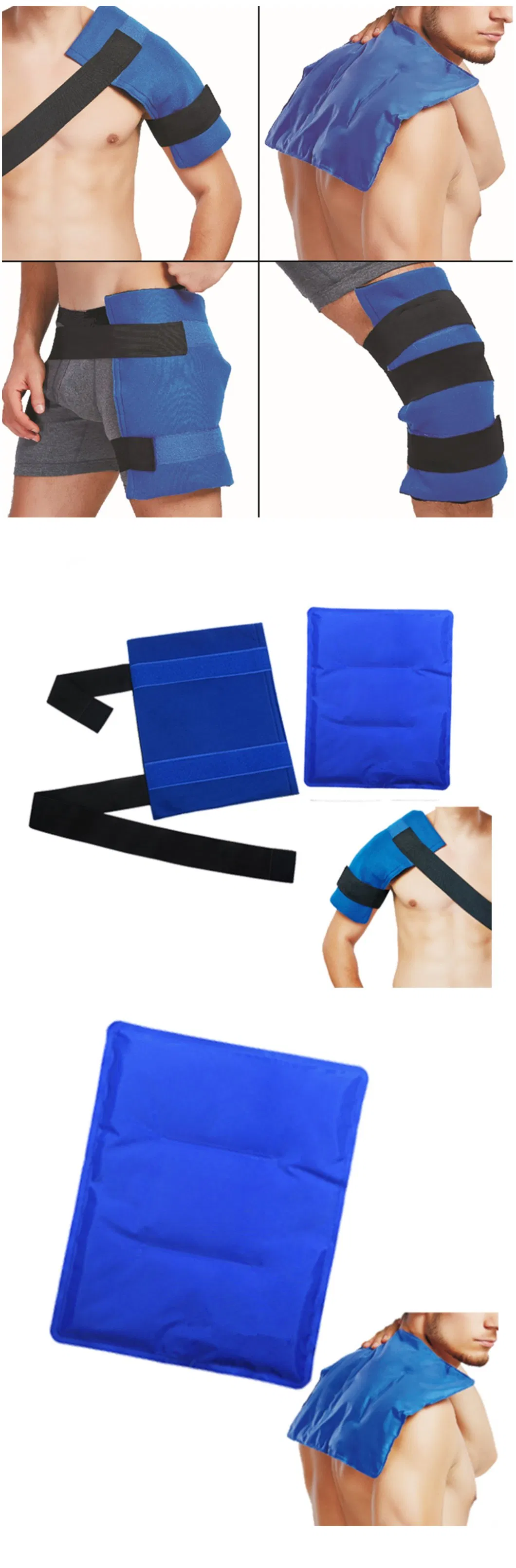 Large Flexible Gel Ice Pack and Wrap with Elastic Straps for Hot Cold Therapy