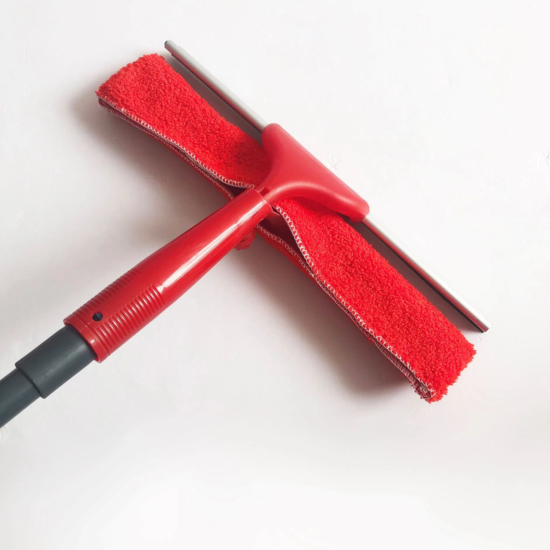 Wholesales Price Metal Telescopic Handle with Microfibre Refill and Rubber Squeegee Dobule Side Head Window Cleaner for Outdoor and Indoor Cleaning