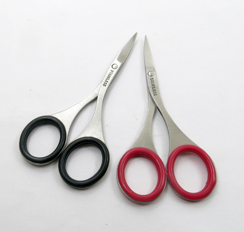 Professional Sharp Scissors with Rubber Silicone Stainless Steel Facial Eyebrow Eyelash Hair Trimming Scissors