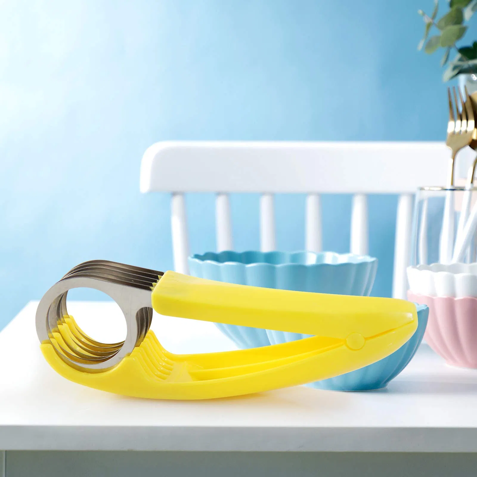 Banana Slicer Stainless Steel Fruit Vegetable Salad Cutter Peeler