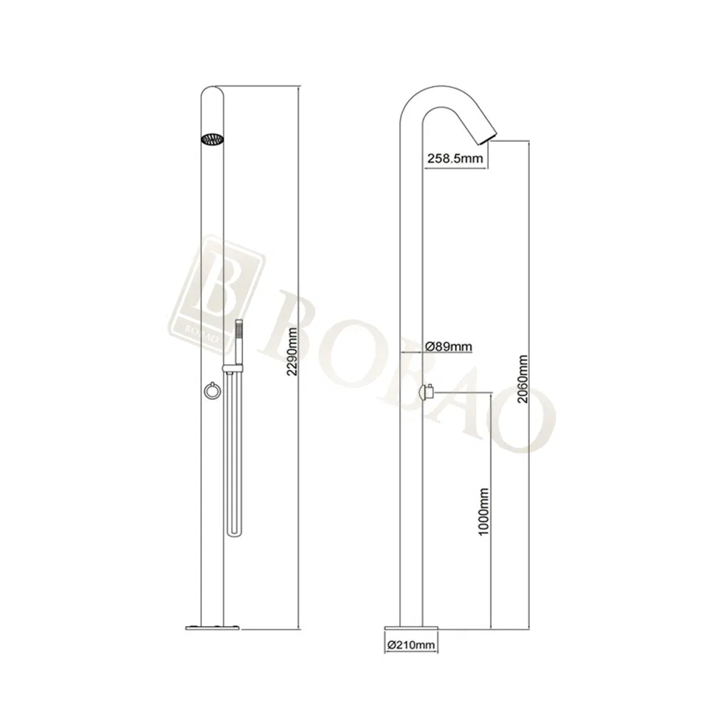 Premium Outdoor Shower with Stylish Brushed Stainless Steel Design