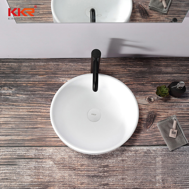 Modern Bathroom Round Above Counter Solid Surface Bathroom Sink