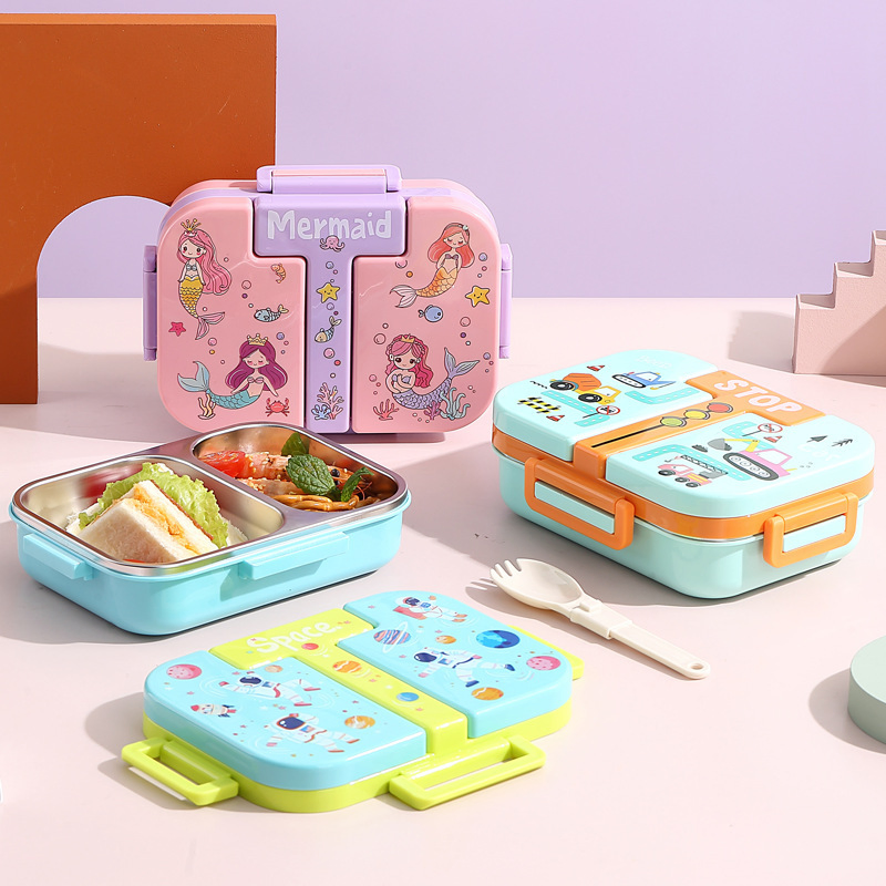 304 Stainless Steel Partitioned Lunch Box Can Be Microwave Heated and Insulated