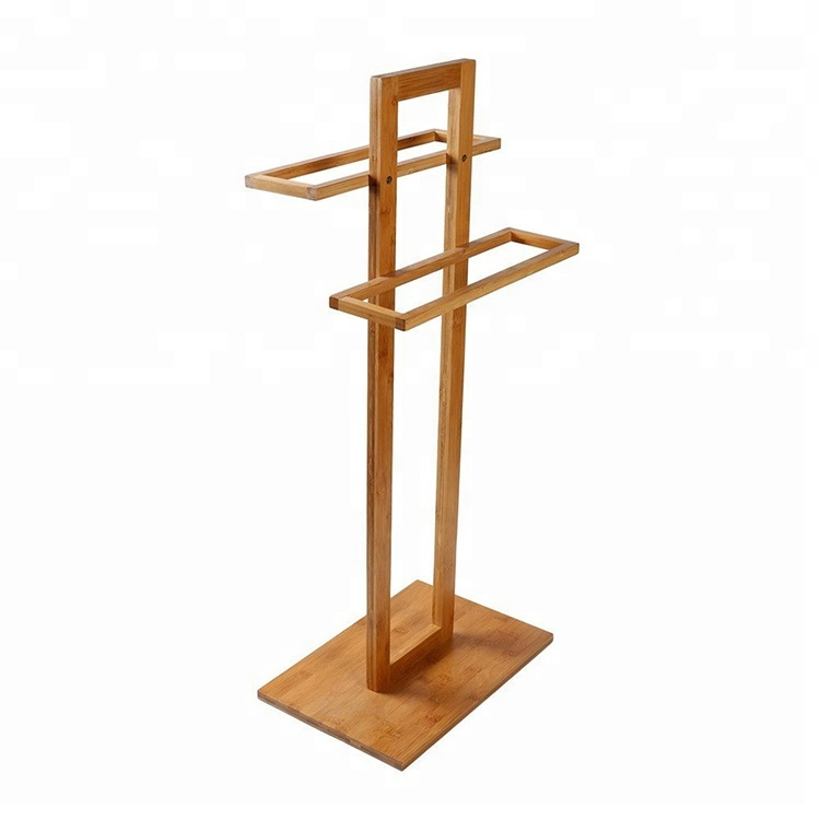 Бамбуковая полка для ванной с держателем для полотенец