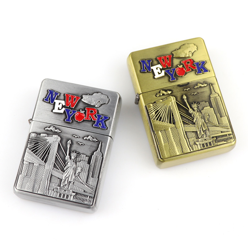 Customized Engraved Logo Countries Tourist Souvenir Windproof Cigar Metal Kerosene Lighter
