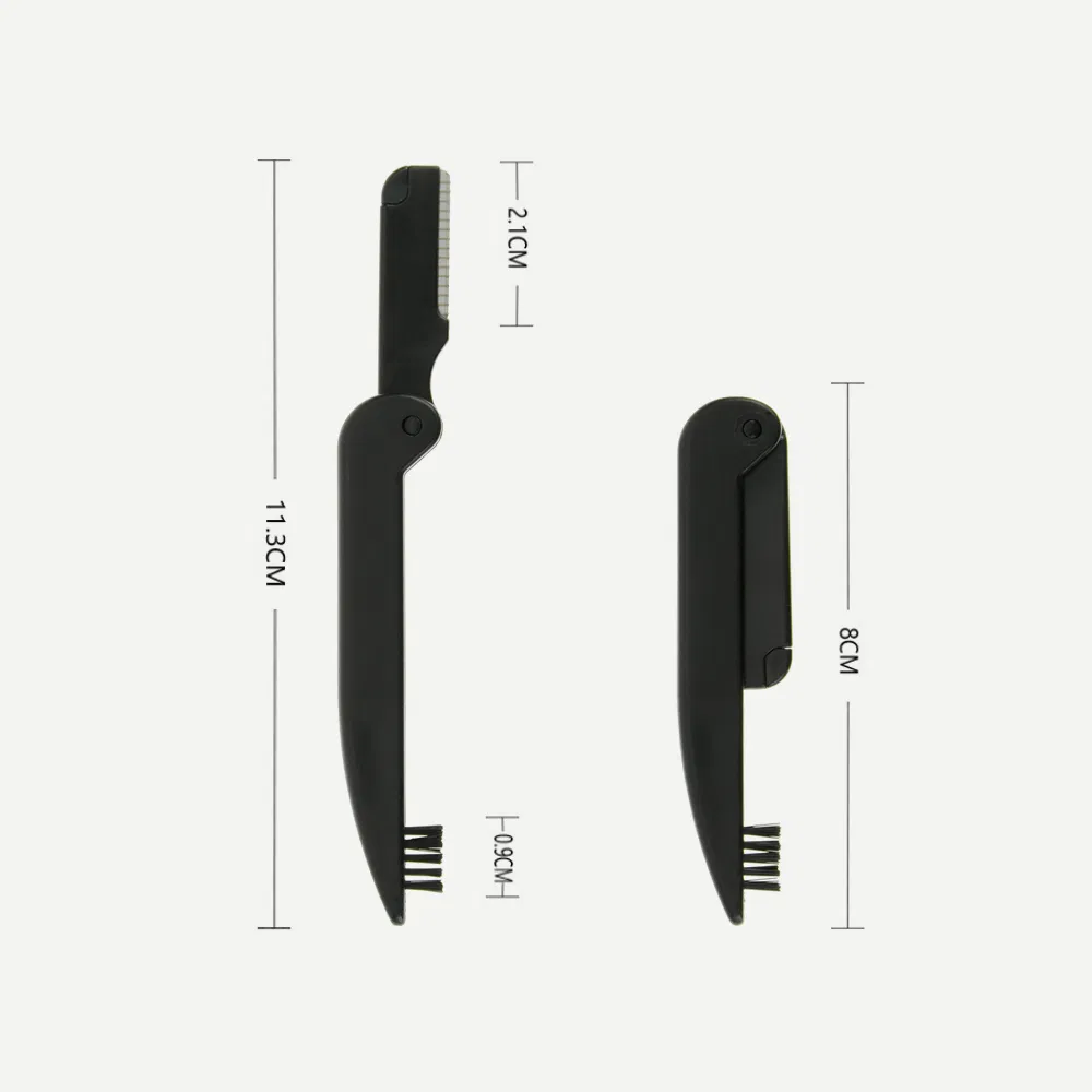 Folding Brow Face Beard Shaper Razor 2 in 1 Facial Hair Remover Body Eyebrow Trimmer with Comb