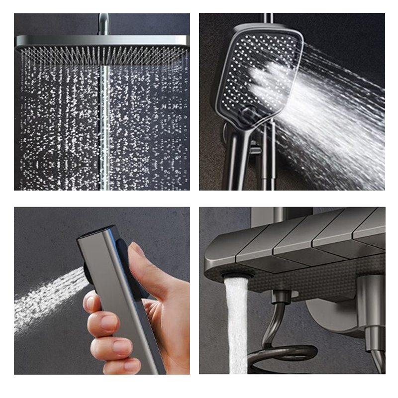 Digital Display Shower System Bathroom Shower Kits 4 Gear Thermostatic Shower Set Rainfall Shower Sets