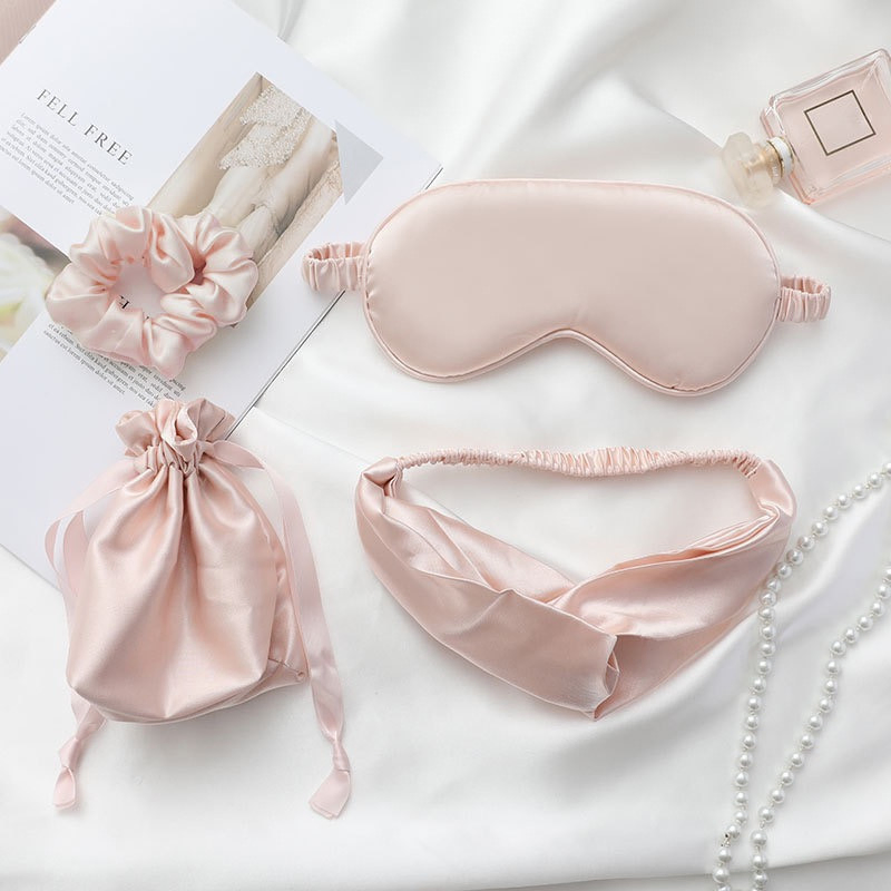 Luxury Satin Sleep Set-Eye Mast Scrunchie Headband Gift Pouch