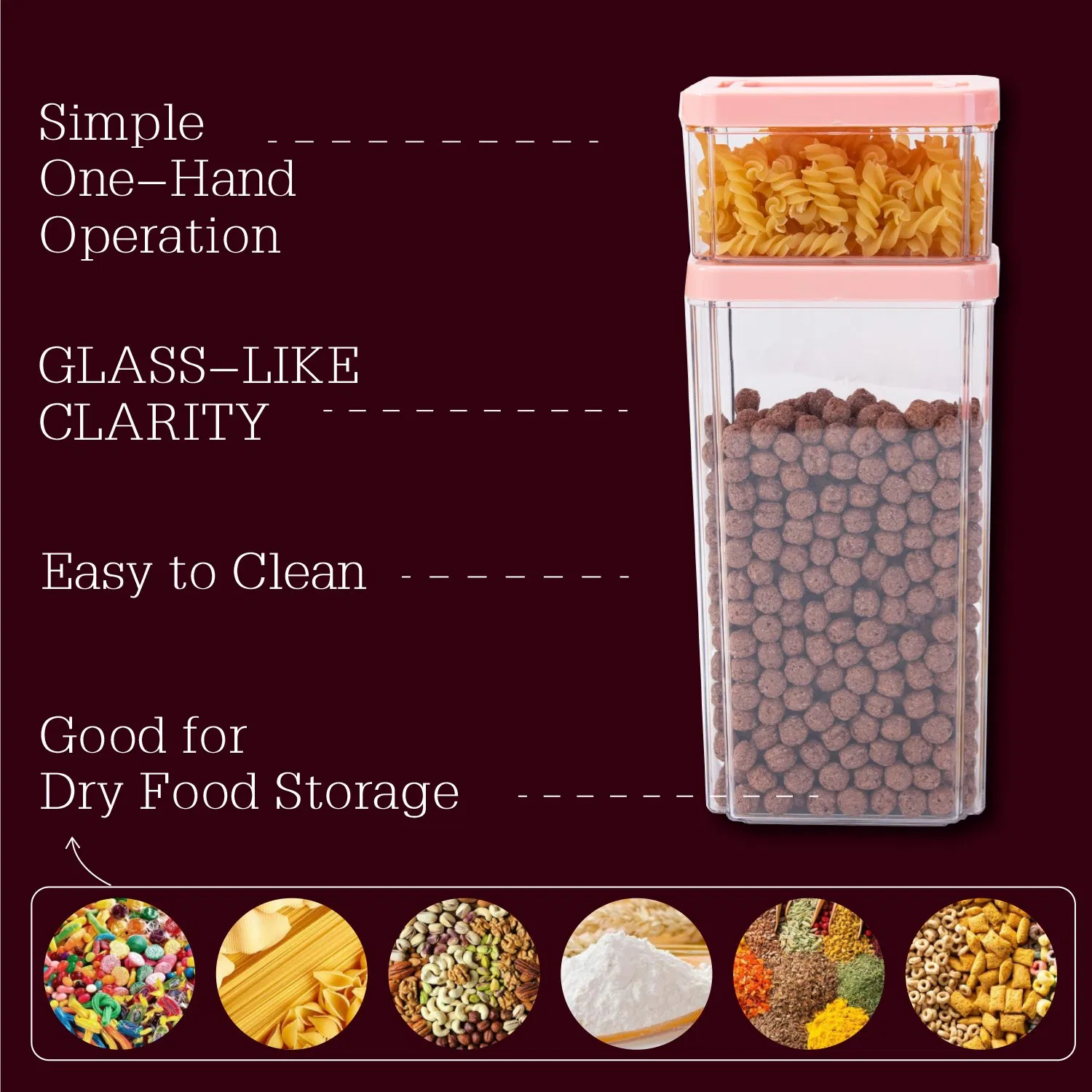 Прозрачный контейнер для хранения еды, квадратный