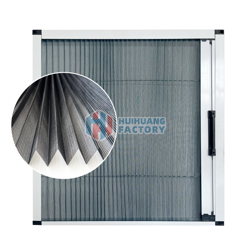 Aluminum Frame Sliding Door Pleated Mosquito Net Window Retractable Door Screen