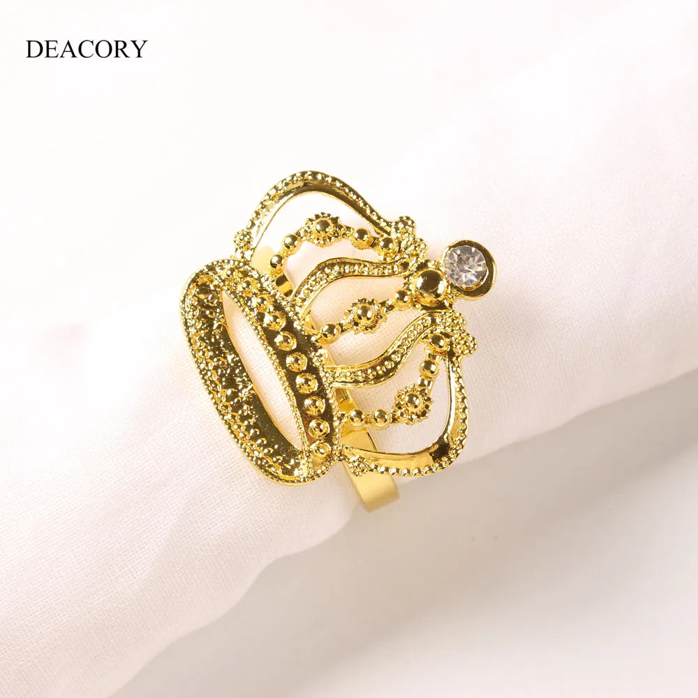 Elegant Gold Kirsite Napkin Ring with Diamond Accent for Weddings
