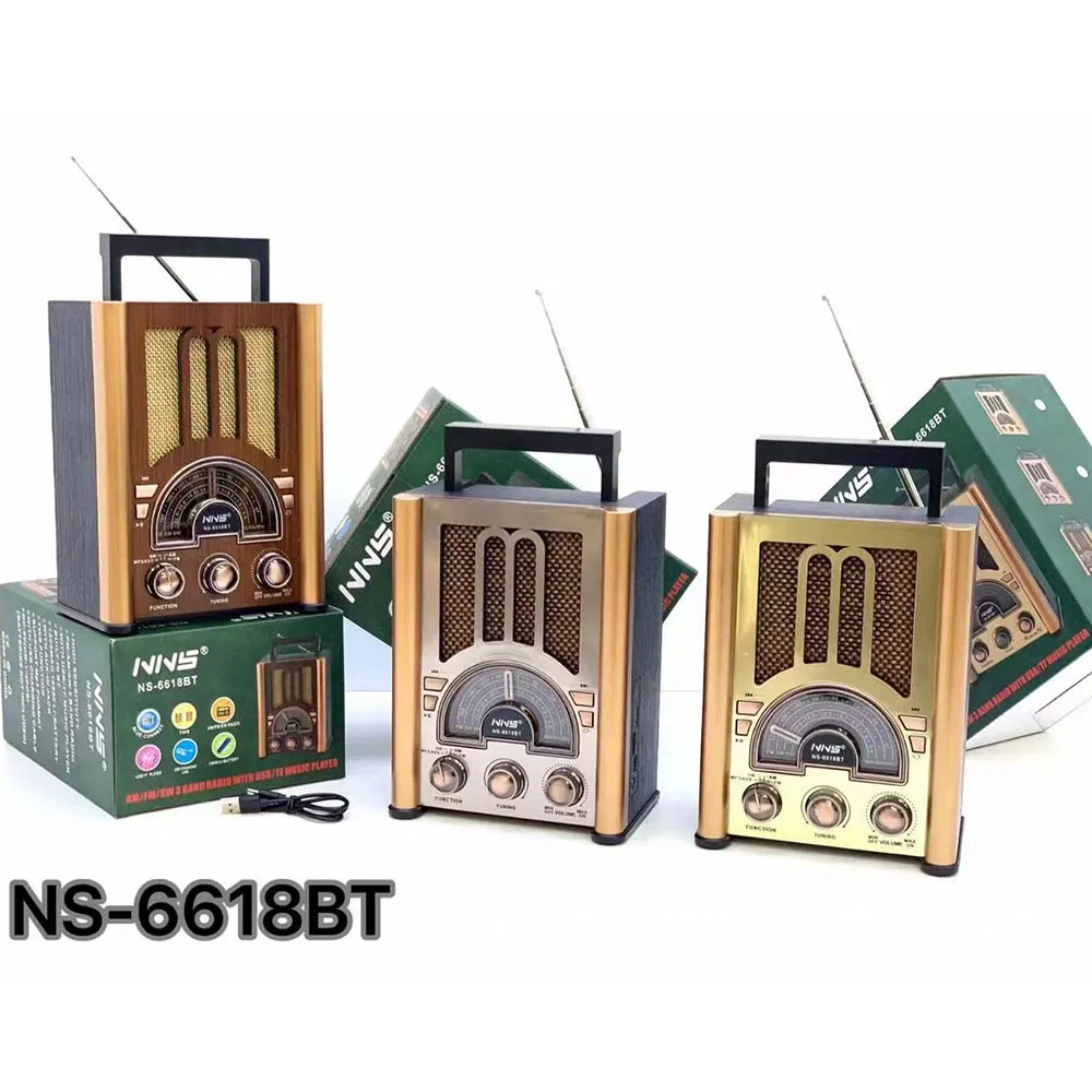 Ретро радио NS-6618BT с Bluetooth, деревянный корпус