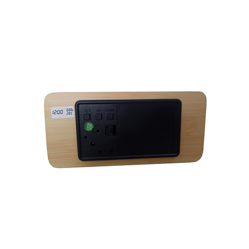 Home Indoor Humidity and Temperature Display Wood LED Calendar Clock Table