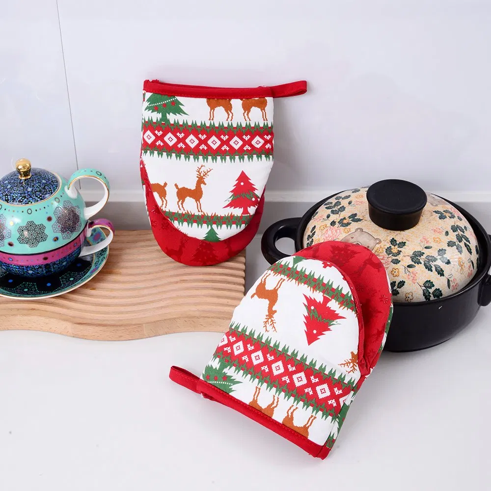 Printed Fabric Christmas Series Anti Scalding Printing Silicone Pot Holder
