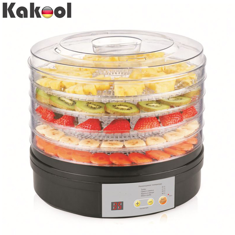 5 Trays Plastic Round Black Electric Home Food Dehydrator Fruit Dryer
