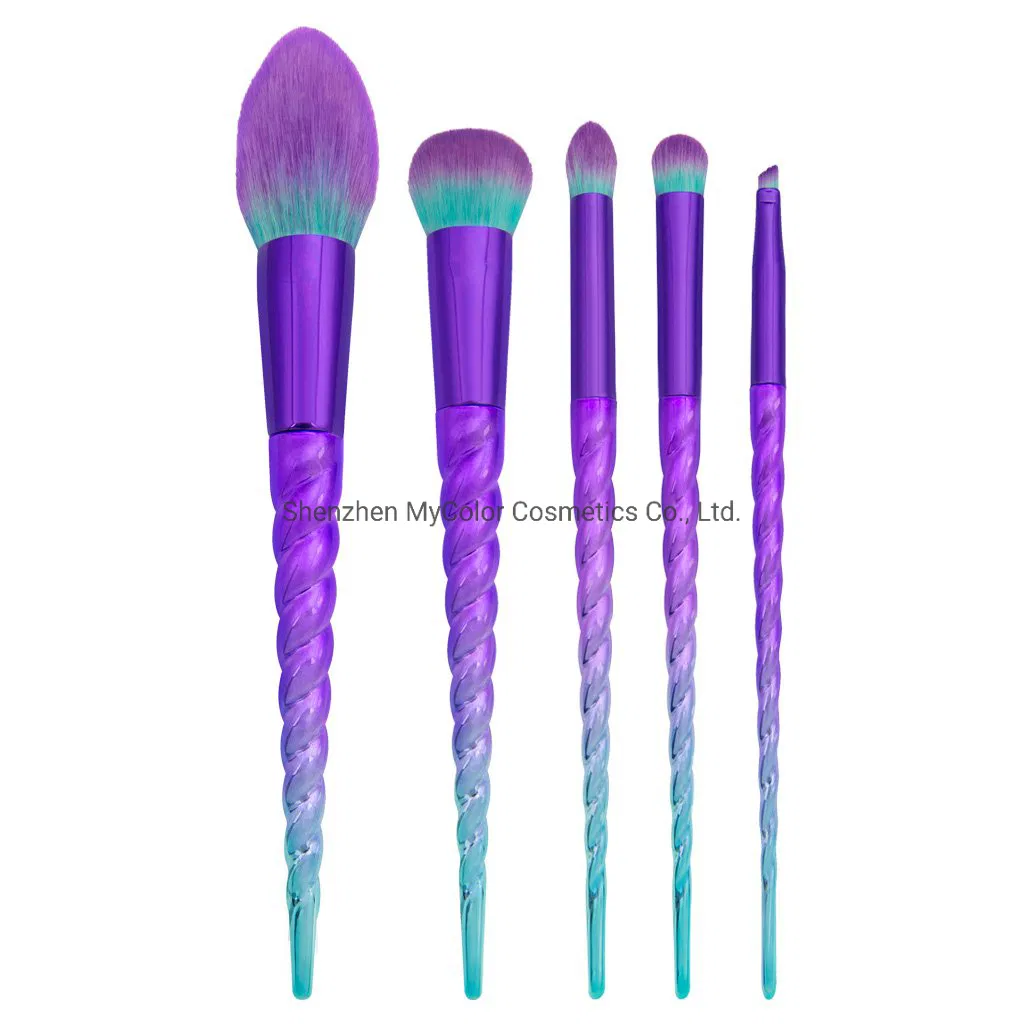 OEM Gradient Pink 5PCS Makeup Cosmetic Brushes Set with Case Powder Foundation Eye Brushes