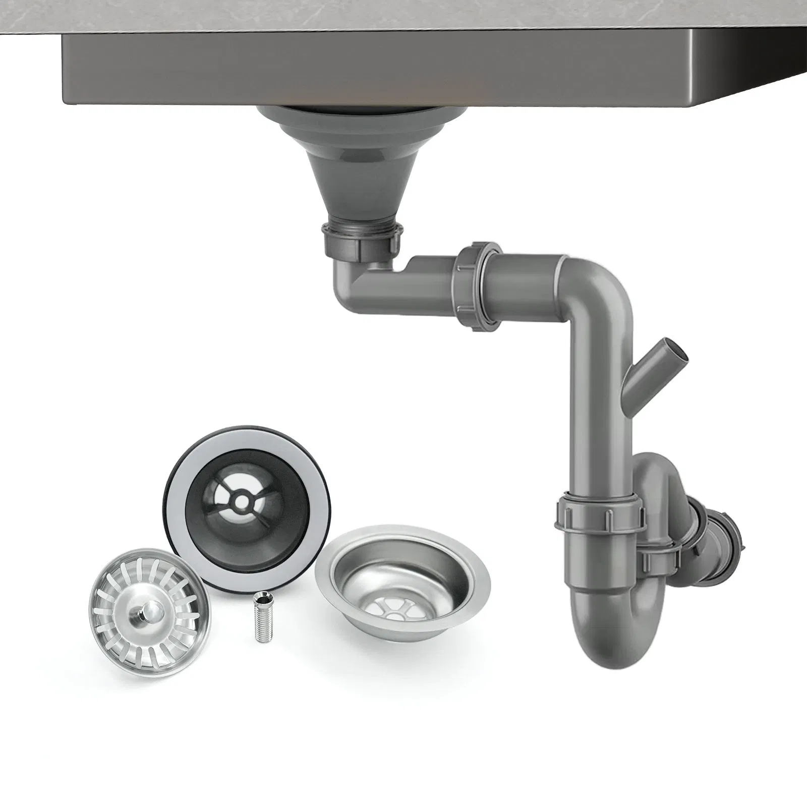 Modern Design American Cup and U-Shaped Tube Combination Kitchen Sink Strainer