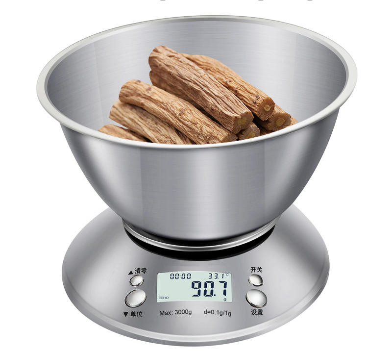 High Load-Bearing Stainless Steel Food Weight Electric Kitchen Scale with Bowl