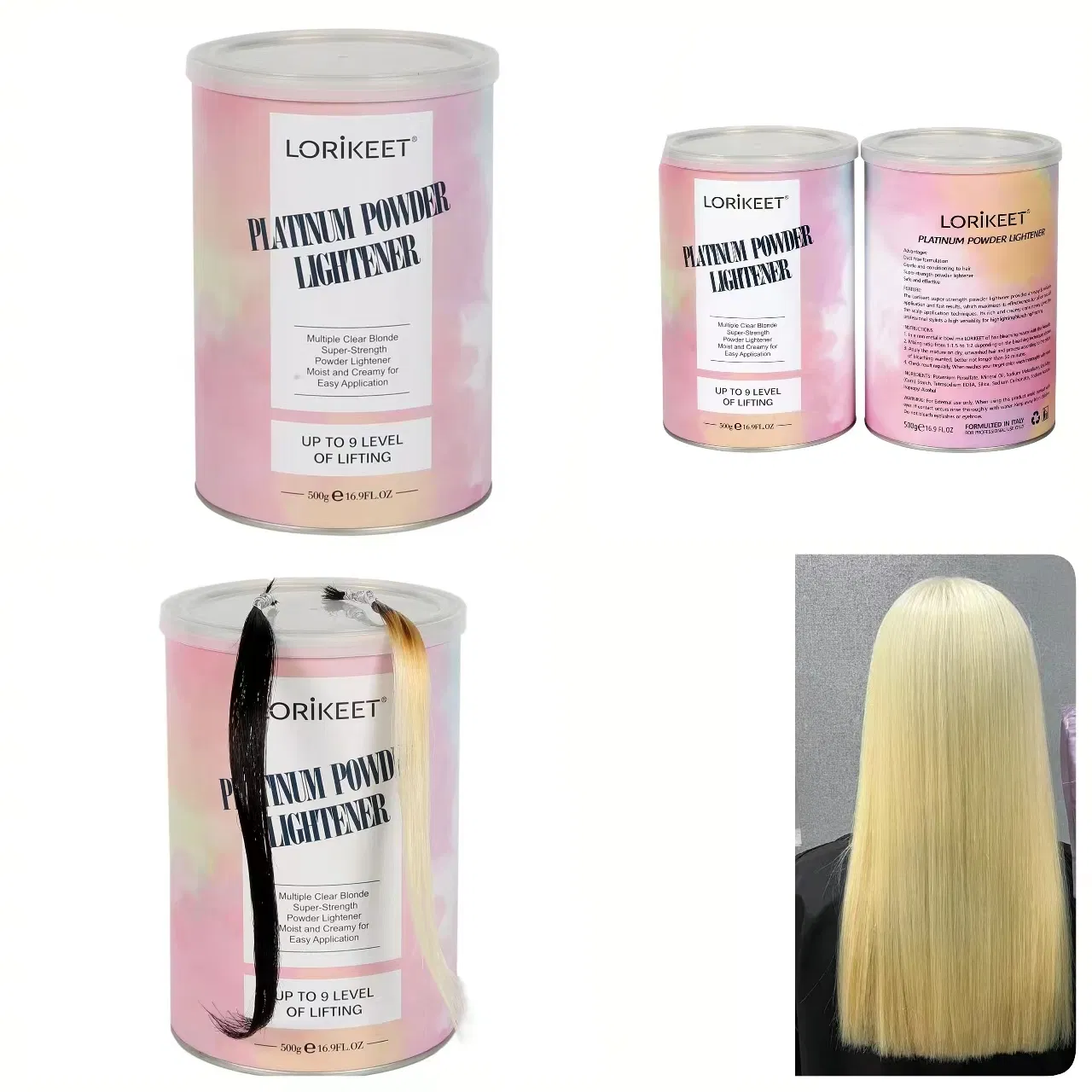 Free Samples Hair Bleaching Color Powder Lift up to Level 9/10/11 Lightening