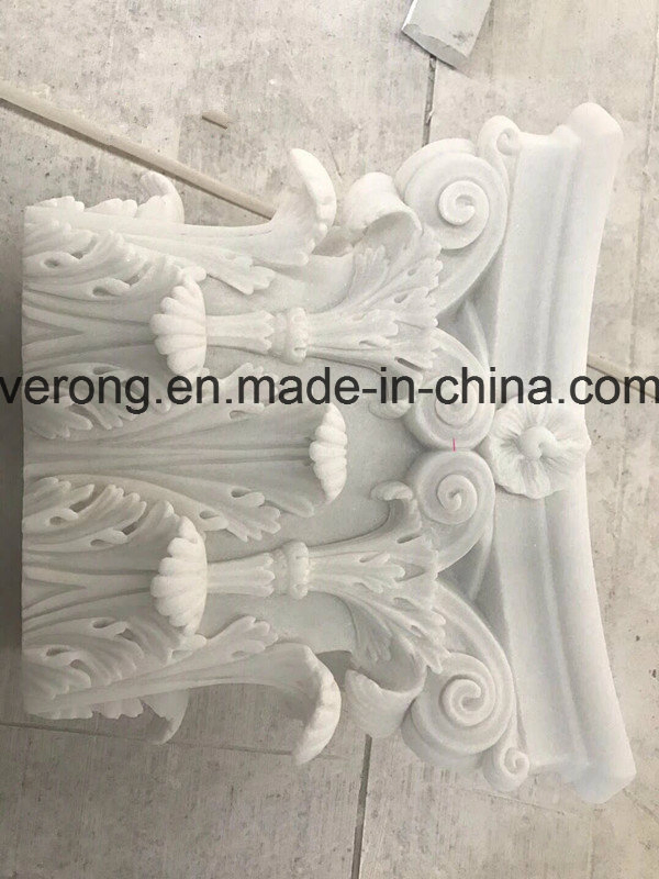 Natural Polished Stone Pillar Base Marble Carving Roman Column Base