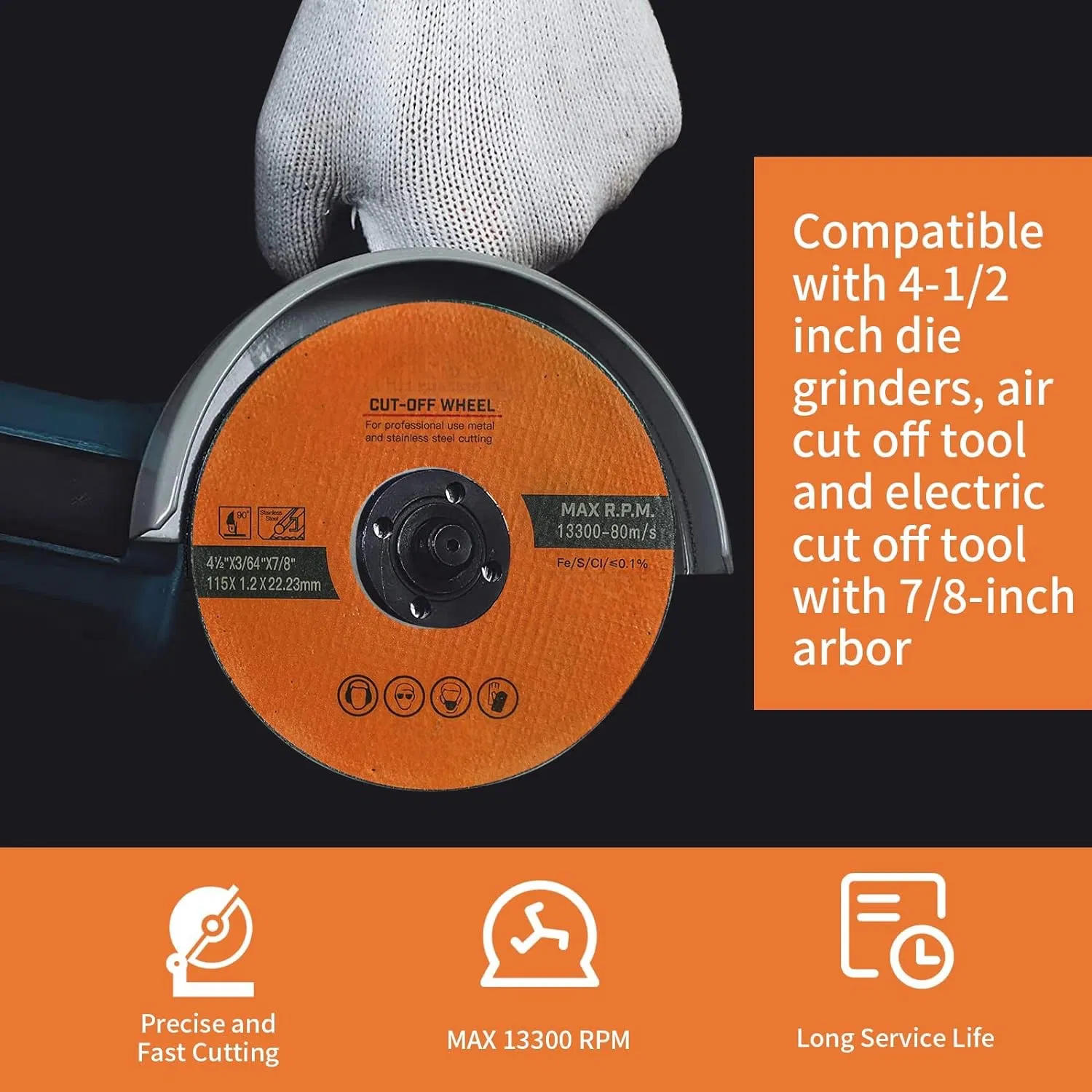 4.5" Cutting Wheel for Metal Stainless and Steel Ultra Thin Cut-off Wheel for Angle Grinders