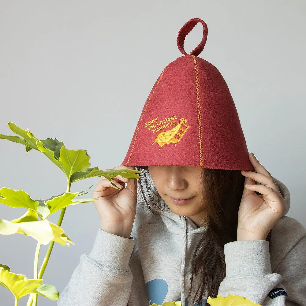 Customized Logo Nature 100% Wool Felt Sauna Hat Uni-Body Hat for Sauna