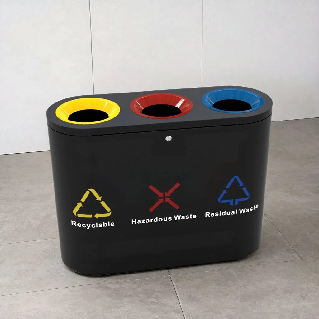 3 in 1 Multi Compartment Indoor Trash Can Recycling Sorting Recycle Bin