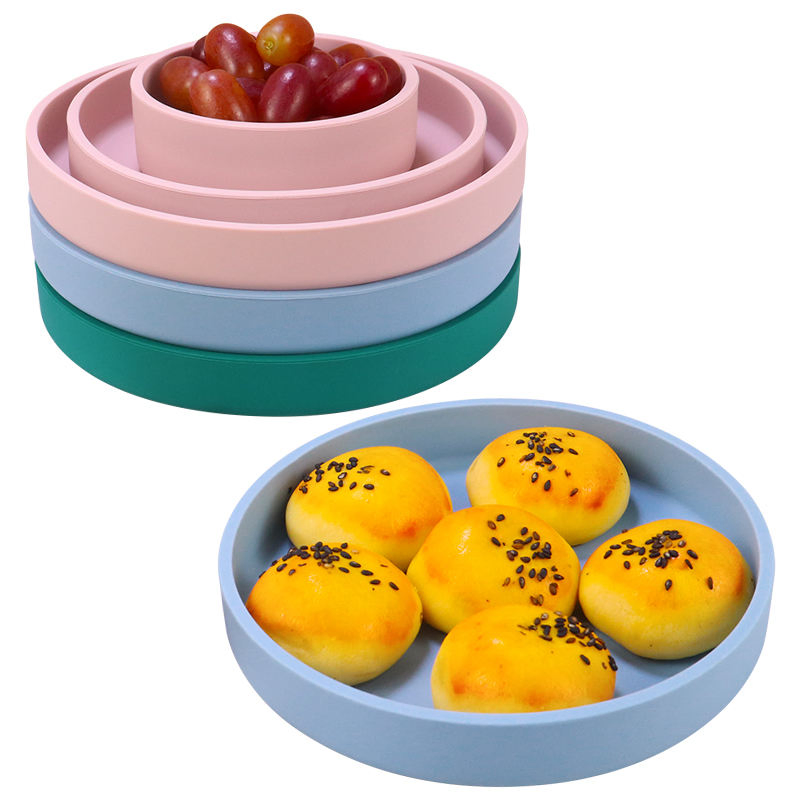 Multi-Colors Colorful 3PCS Food Grade Custom Silicone Baby Dinner Plate Food Dishes for Kids