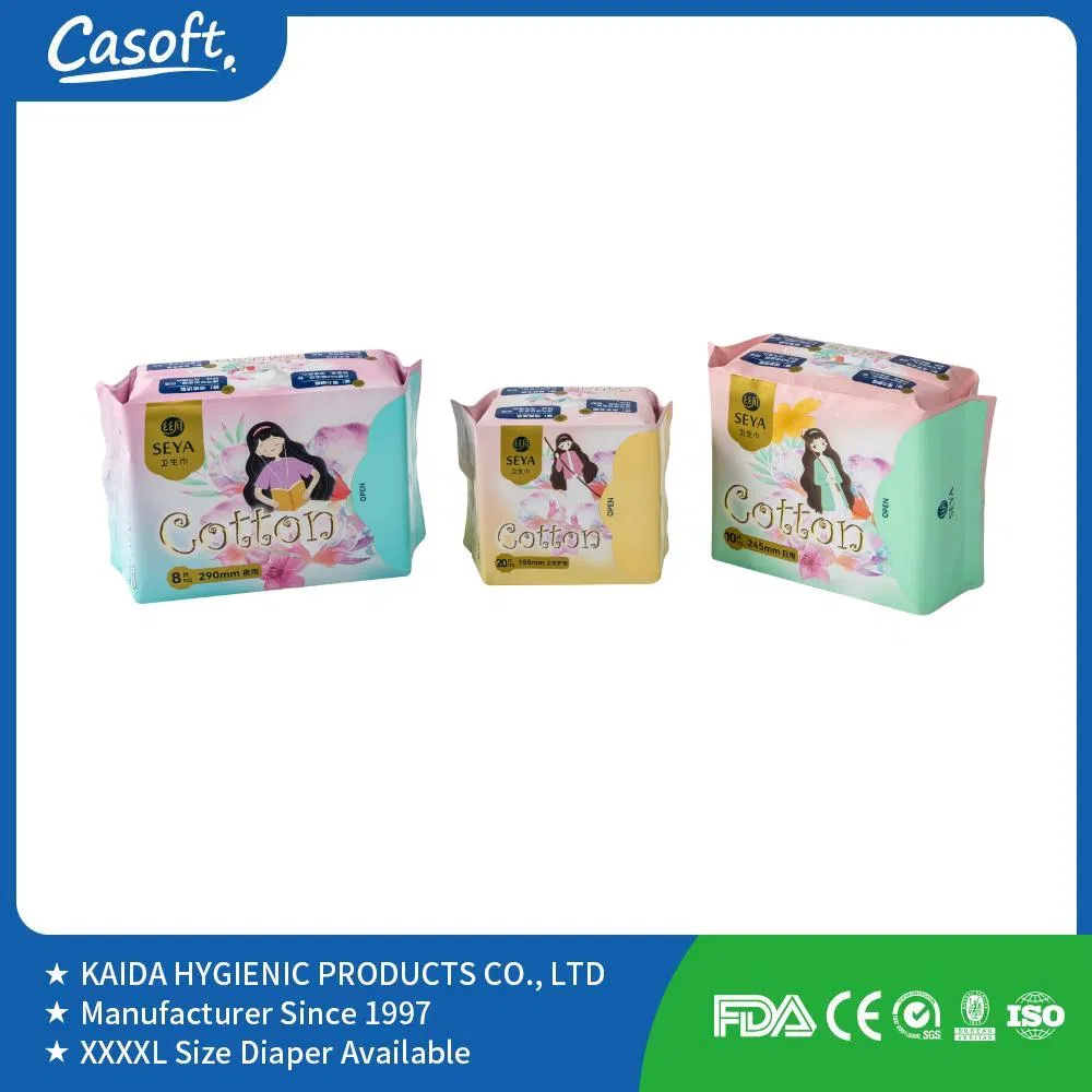 155mm 245mm 290mm Eco Friendly Biodegradable Wholesale Overnight Sanitary Napkin