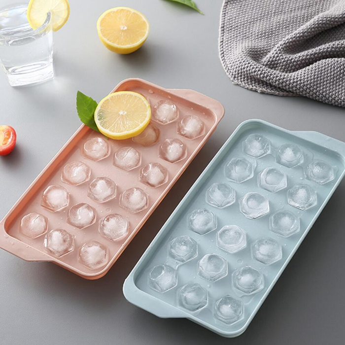 Ice Tray for Freezer with Lid Round Ice Cube Bin Maker Storage Container