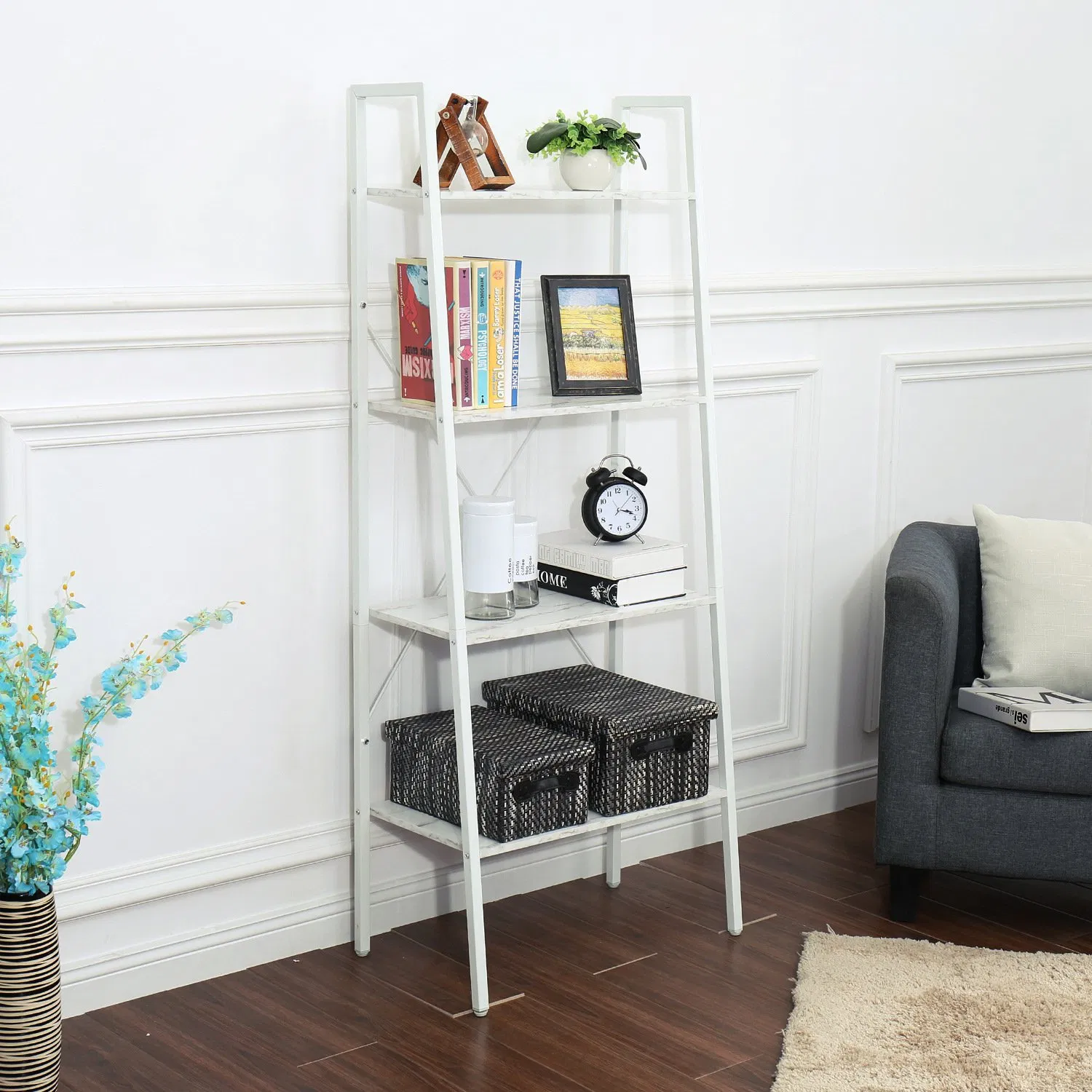 Nordic Racks Floor Iron Art Storage Racks Ground Balcony Flower Racks Living Room Storage Bookshelves