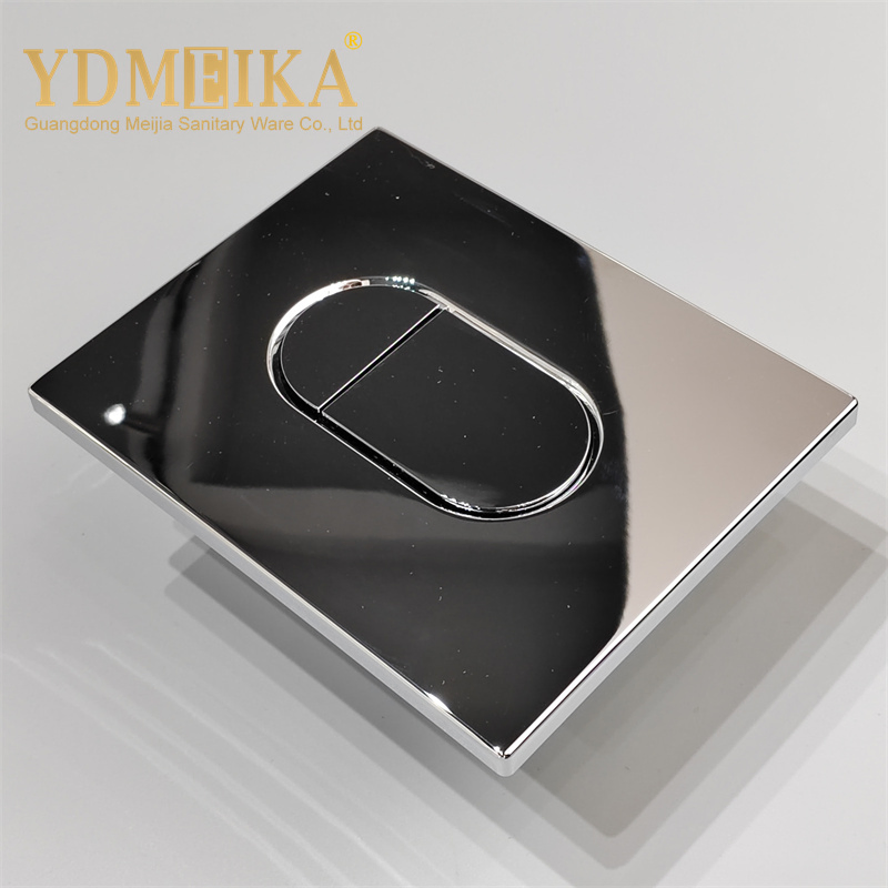 Dual Push Concealed Flush Plate Wall Hanging Toilet Accessories Glossy Silvery Flush Button Panel