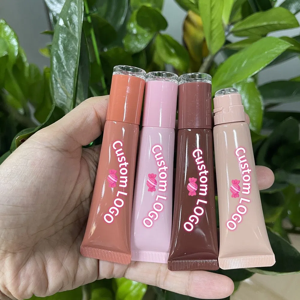 Squeeze Tubes Custom Logo Tinted Lip Balm Pink Donut Lip Glaze Lipgloss Private Label Hydrating Lip Gloss