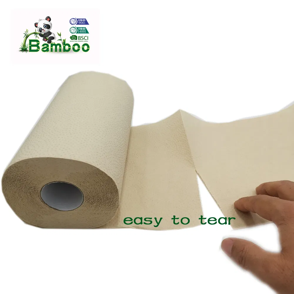 Eco-Friendly Plastic-Free White/Natural Color Bamboo Kitchen Paper Towel Roll