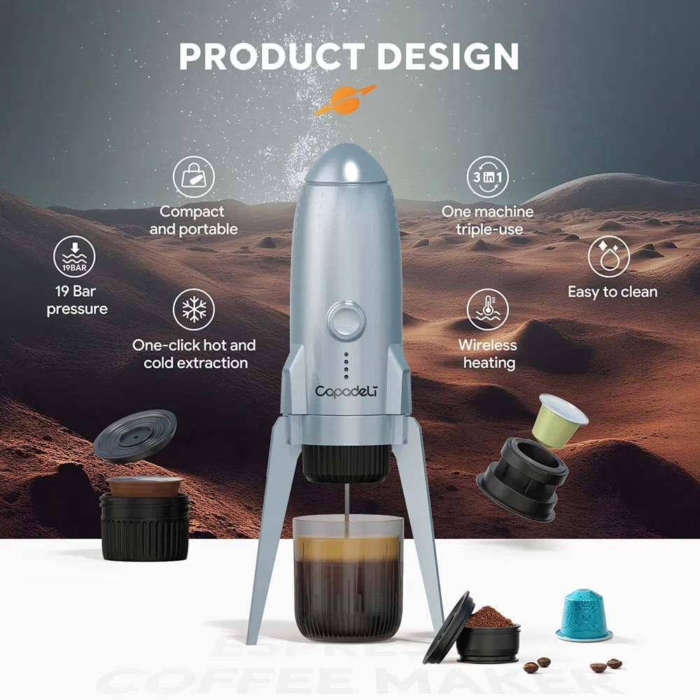 Mini Portable Coffeemaker - Manual Rechargeable, Fast Heating for Personal Use