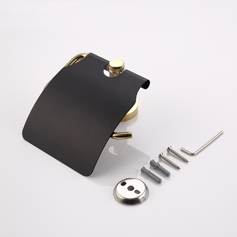 Black and Gold Toilet Paper Holder Brass Kitchen Bathroom Toilet Tissue Holder