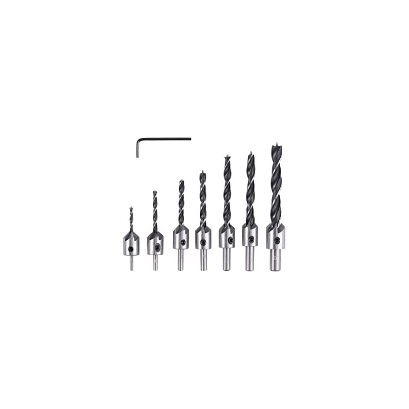 Tin-Coated Cylindrical Shank Wood Countersink Drill Bit Set