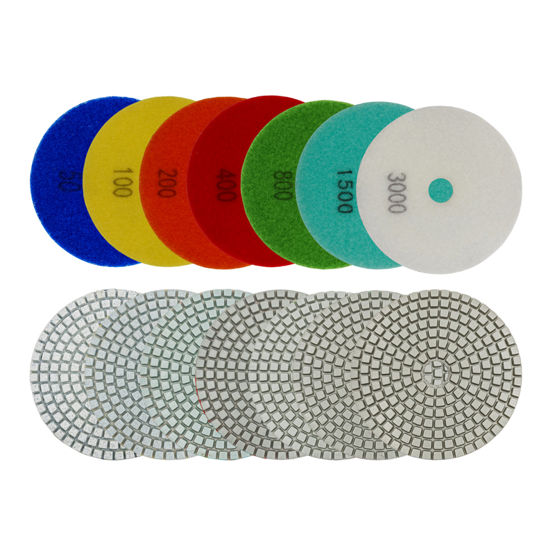 Shdiatool 4"/100mm Wet a Resin Bond Diamond Polishing Pad Sanding Disc with White Buff for Stone Marble Granite