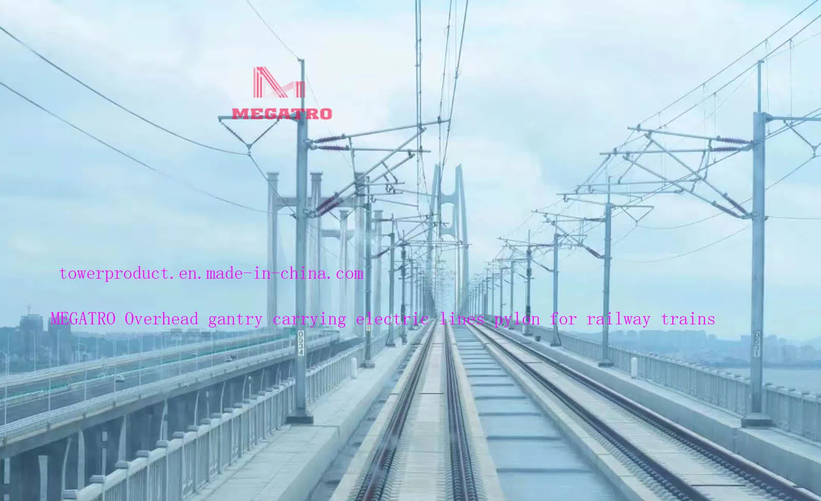 Megatro Overhead Gantry Carrying Electric Lines Pylon for Railway Trains