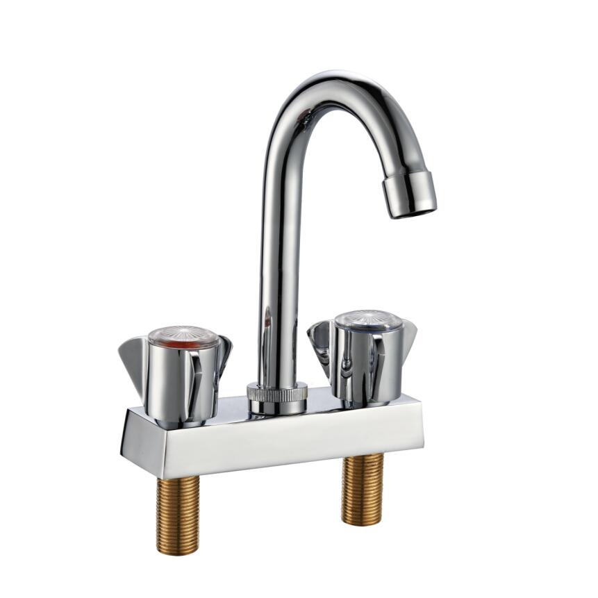South American Market 4 Inch Double Handles Brass Basin Faucet